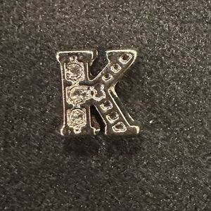 Origami Owl Silver Tone Letter K Floating Mini Charm with crystals
